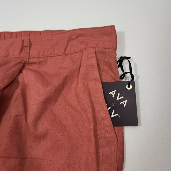 Ava & Viv Women's Plus Size Linen Shorts - 3X, 4X Orange Red - Picture 4 of 8